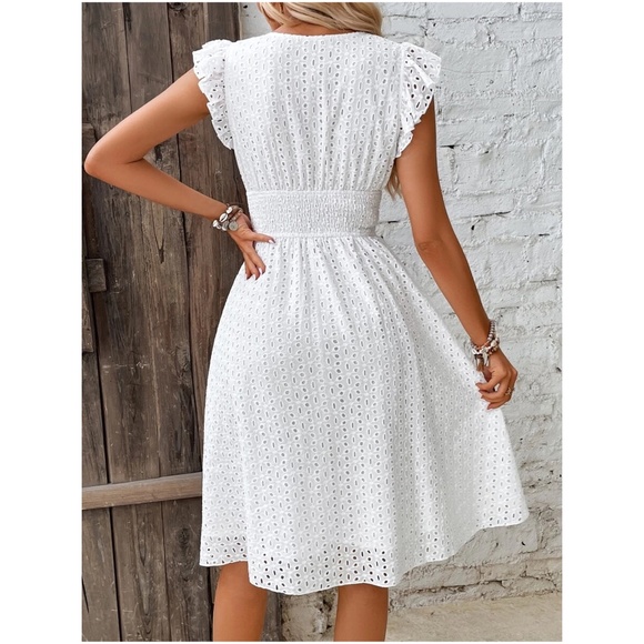 Boho Eyelet Ruffle Sleeve Dress - Picture 4 of 9
